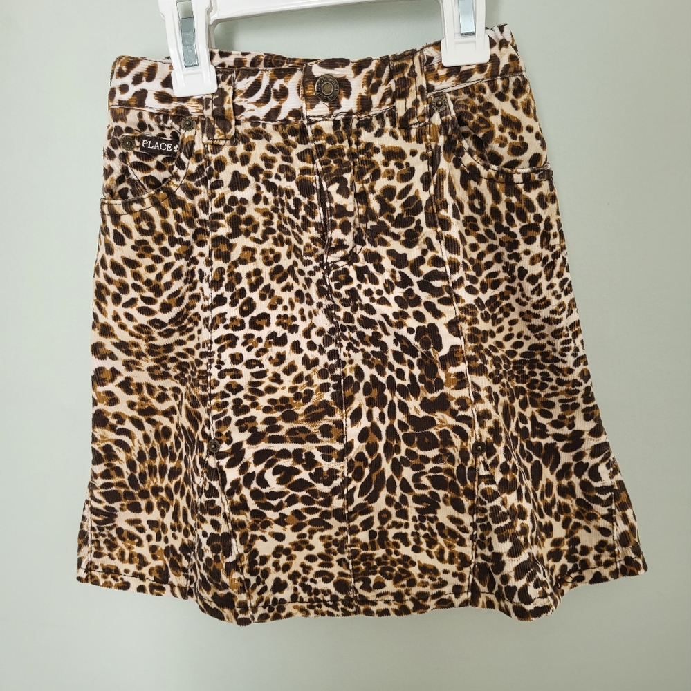 Children's Place Leopard Animal Print A Line Shirt Size 6 Corduroy